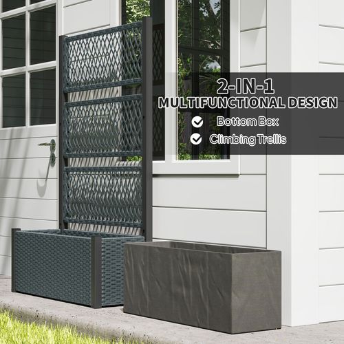 Outsunny Rattan Garden Planter with Trellis - Stylish Raised Bed for Climbing Plants - plants - express.com