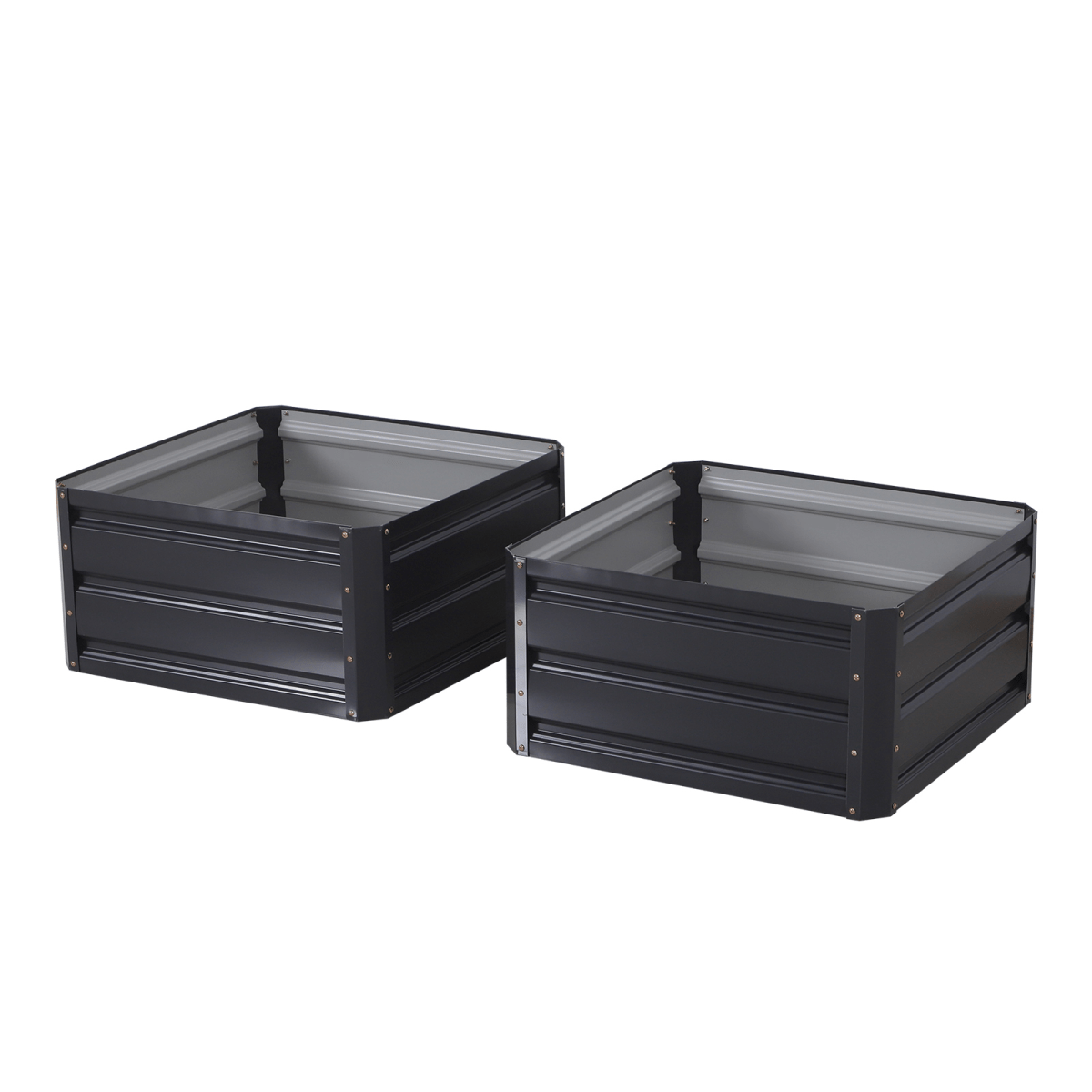 Outsunny Set of 2 Raised Garden Bed Galvanised Planter Box Easy Setup Grey - plants - express.com