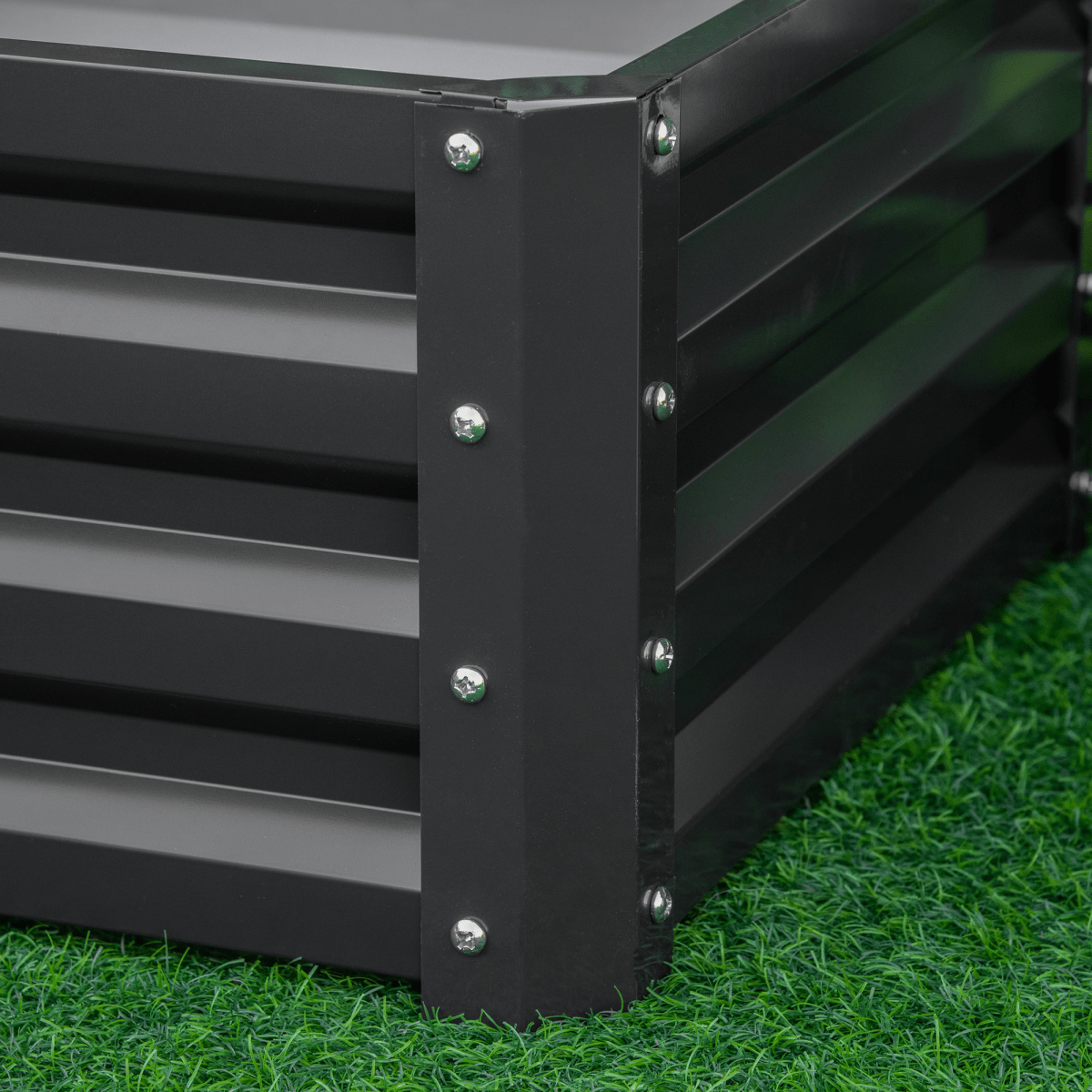 Outsunny Set of 2 Raised Garden Bed Galvanised Planter Box Easy Setup Grey - plants - express.com
