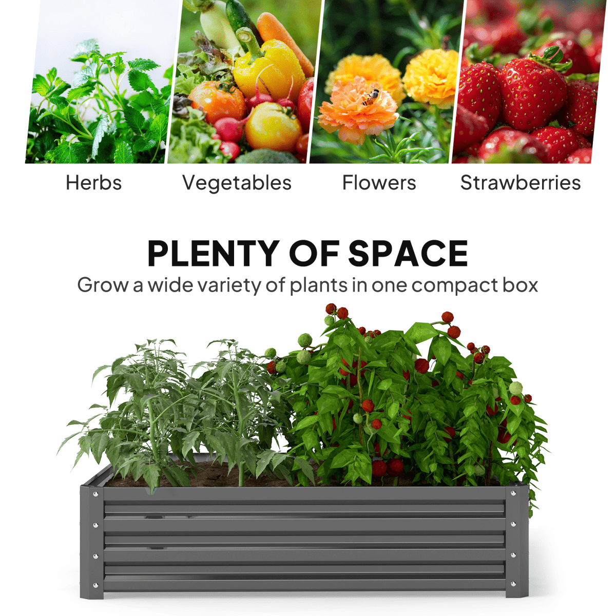 Outsunny Steel Raised Garden Bed - Durable Planter for Flowers & Vegetables - plants - express.com