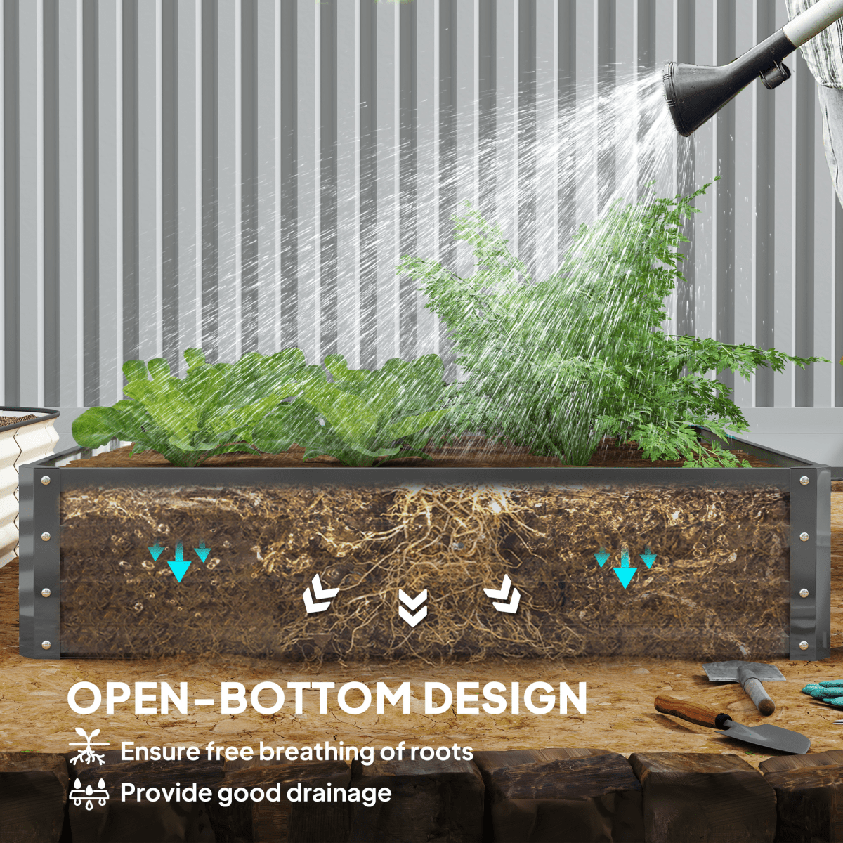 Outsunny Steel Raised Garden Bed - Durable Planter for Flowers & Vegetables - plants - express.com