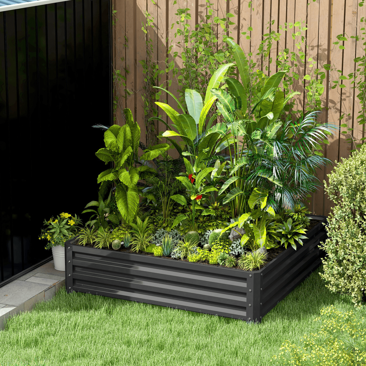 Outsunny Steel Raised Garden Bed - Durable Planter for Flowers & Vegetables - plants - express.com