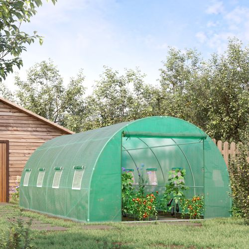 Outsunny Walk - In Polytunnel Greenhouse with Zip Door & Eight Ventilating Windows - plants - express.com