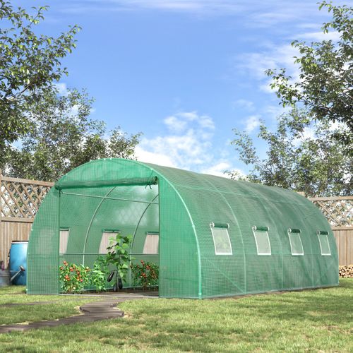 Outsunny Walk - In Polytunnel Greenhouse with Zip Door & Eight Ventilating Windows - plants - express.com