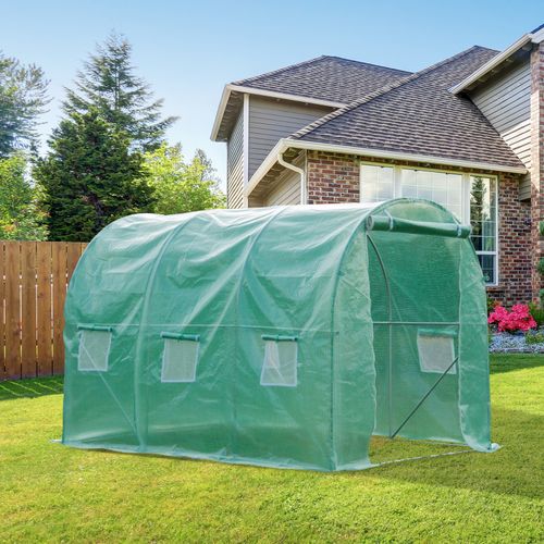 Outsunny Walk - In Polytunnel Greenhouse with Zip Door & Eight Ventilating Windows - plants - express.com