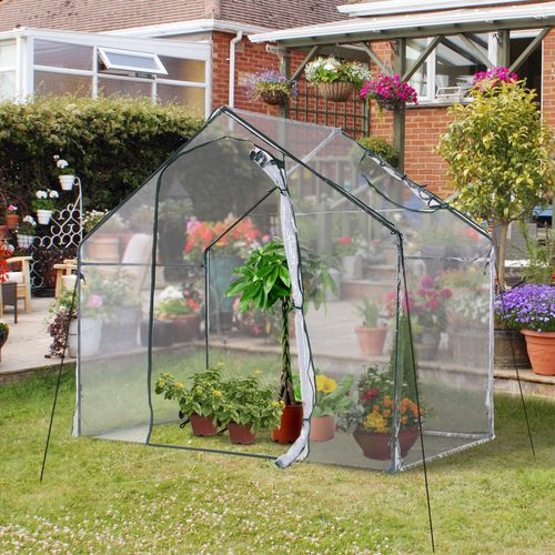 Outsunny Walk - In Polytunnel Greenhouse with Zip Door & Eight Ventilating Windows - plants - express.com