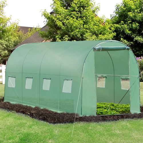 Outsunny Walk - In Polytunnel Greenhouse with Zip Door & Eight Ventilating Windows - plants - express.com