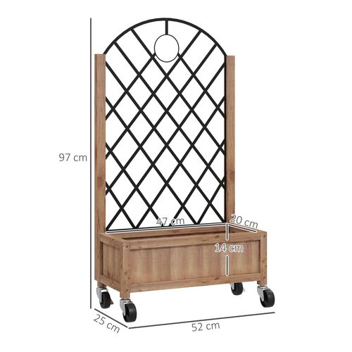 Outsunny Wooden Raised Garden Bed with Mobile Planter & Trellis for Easy Gardening - plants - express.com