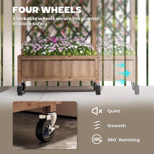 Outsunny Wooden Raised Garden Bed with Mobile Planter & Trellis for Easy Gardening - plants - express.com