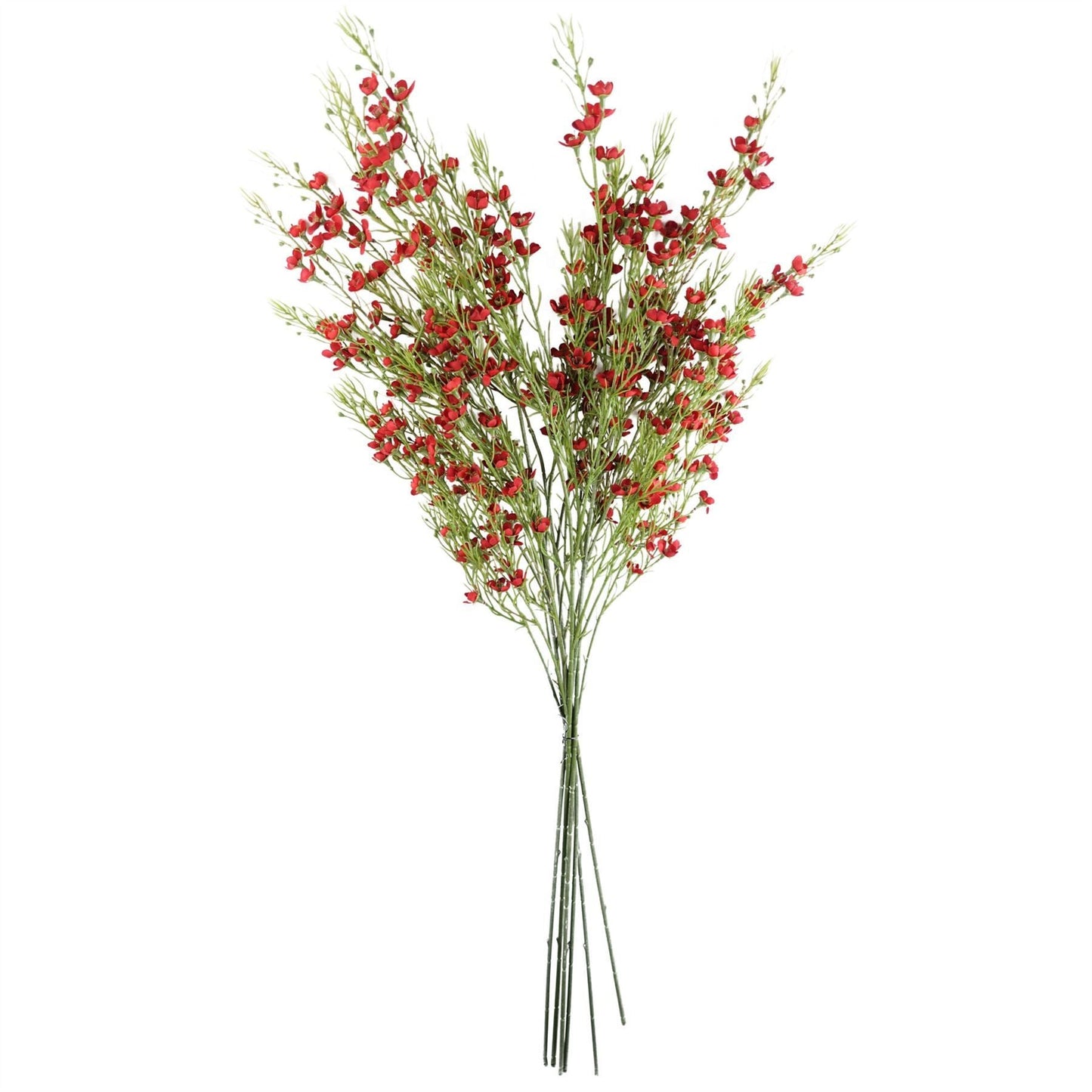 Pack of 6 x 100cm Artificial Foliage Stem with Small Flowers - Red - plants - express.com