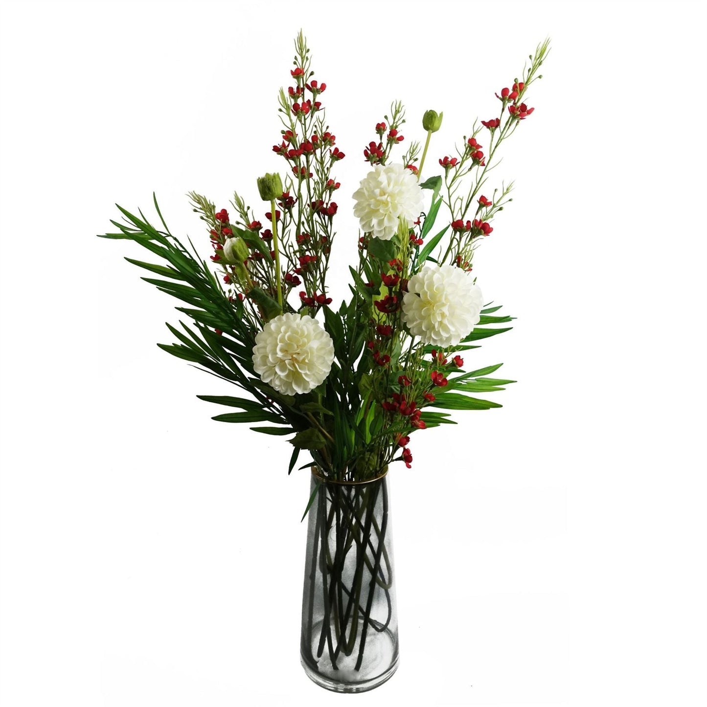Pack of 6 x 100cm Artificial Foliage Stem with Small Flowers - Red - plants - express.com