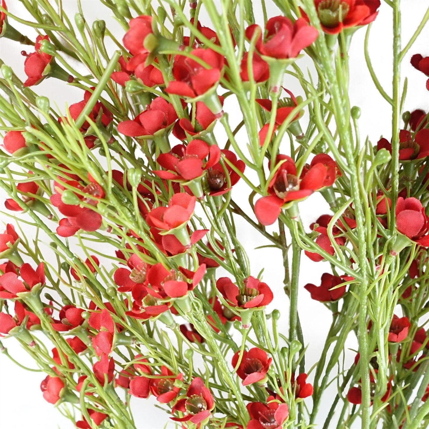 Pack of 6 x 100cm Artificial Foliage Stem with Small Flowers - Red - plants - express.com