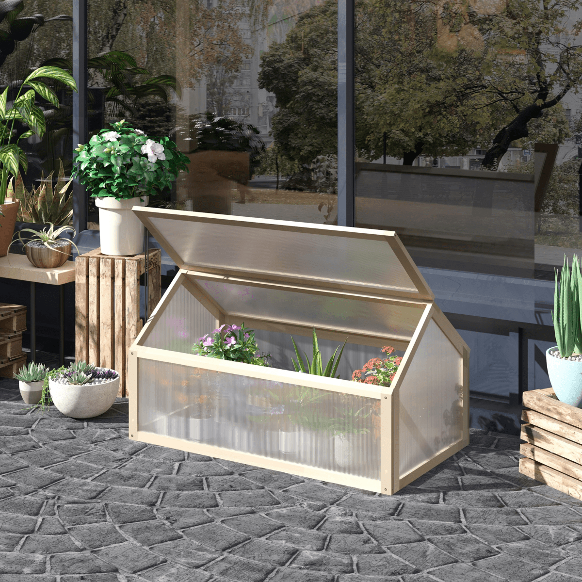 Portable Wooden Cold Frame Greenhouse - Extend Growing Season Effortlessly! - plants - express.com