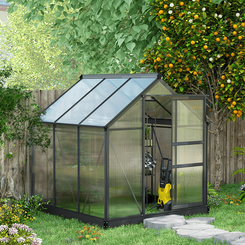 Premium 6x6ft Polycarbonate Walk - In Greenhouse with Aluminum Frame & Sliding Door - plants - express.com