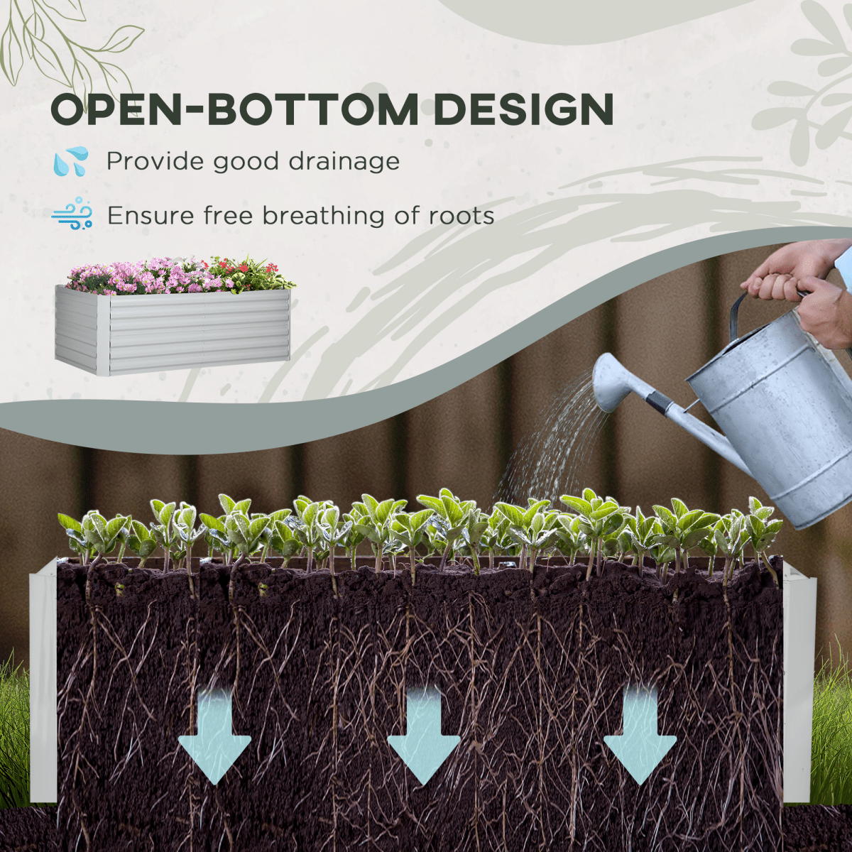 Raised Beds for Garden Galvanised Steel Outdoor Planters with Reinforced Rods - plants - express.com