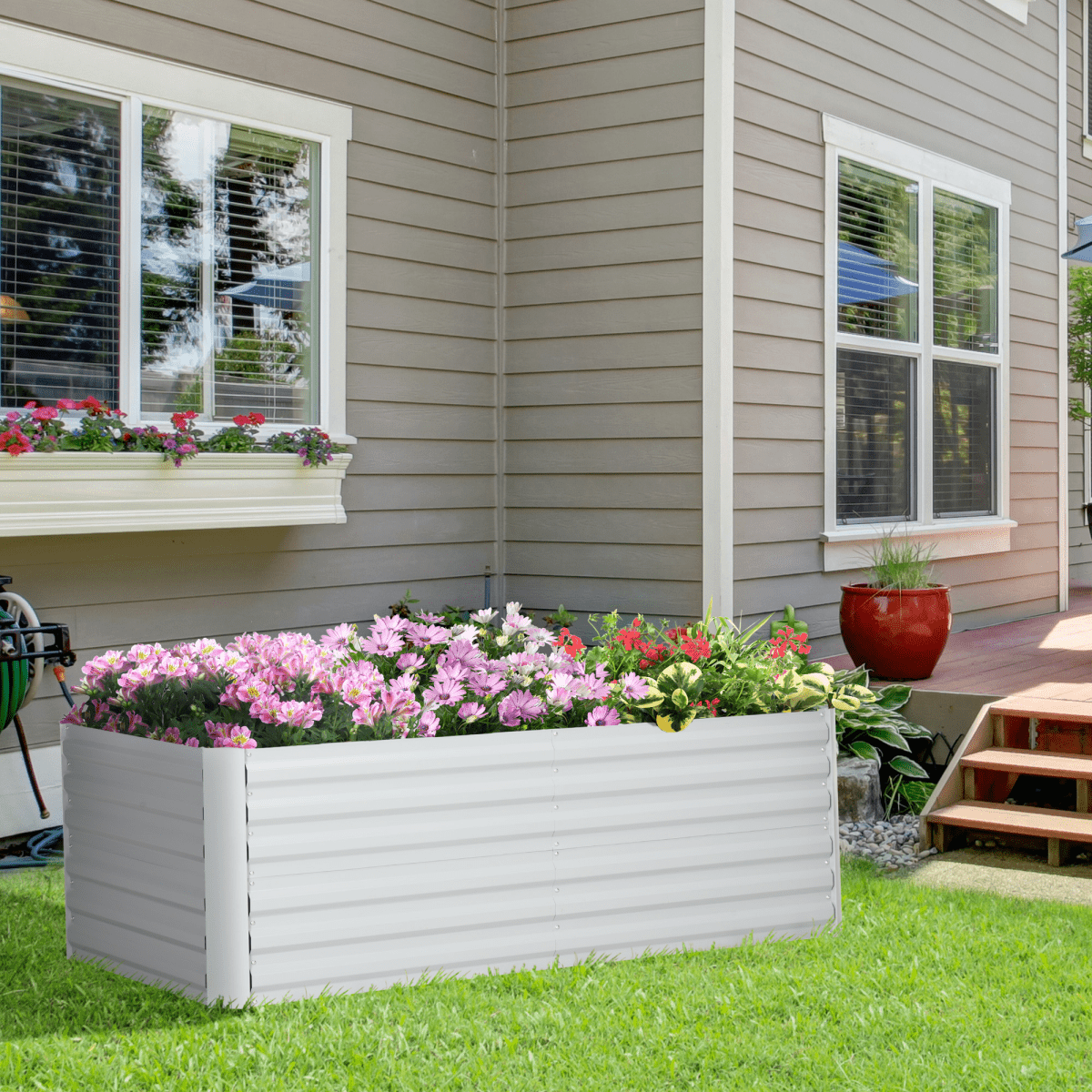 Raised Beds for Garden Galvanised Steel Outdoor Planters with Reinforced Rods - plants - express.com