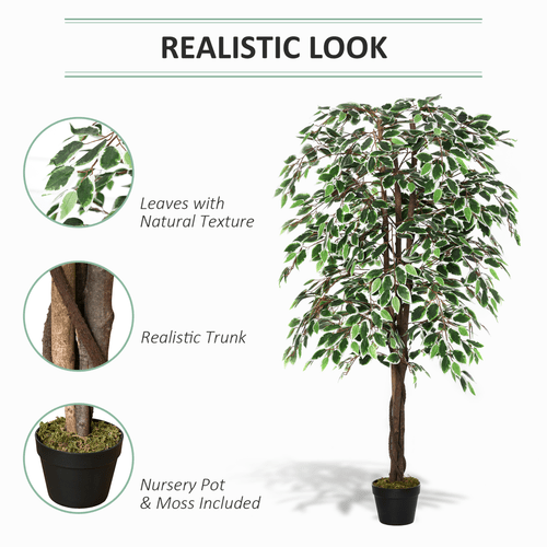 Realistic 160cm Artificial Ficus Tree with Pot - Low - Maintenance Decor - plants - express.com