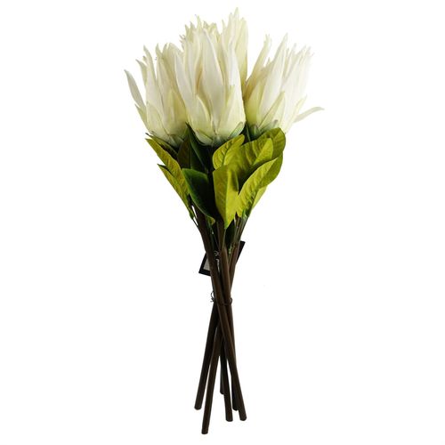 Realistic 65cm White Sugarbush Protea Stem - Ultimate Floral Elegance - plants - express.com