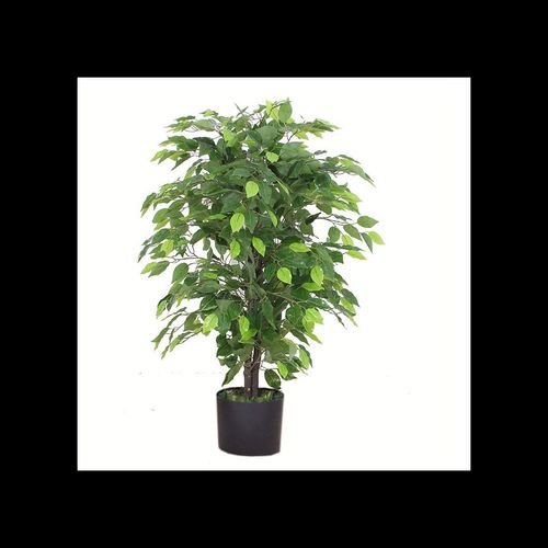 Realistic 90cm Artificial Ficus Tree in Stylish Silver Metal Planter - plants - express.com