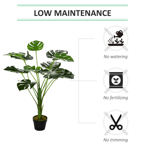 Realistic Artificial Monstera Tree - 13 Leaves in Stylish Cement Pot - plants - express.com