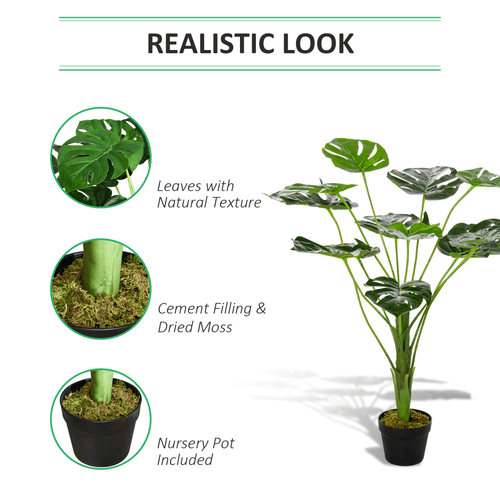 Realistic Artificial Monstera Tree - 13 Leaves in Stylish Cement Pot - plants - express.com