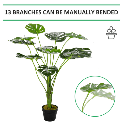 Realistic Artificial Monstera Tree - 13 Leaves in Stylish Cement Pot - plants - express.com