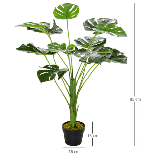 Realistic Artificial Monstera Tree - 13 Leaves in Stylish Cement Pot - plants - express.com
