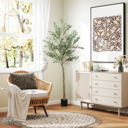 Realistic HOMCOM Faux Olive Tree - Lifelike Potted Silk Plant for Effortless Elegance - plants - express.com