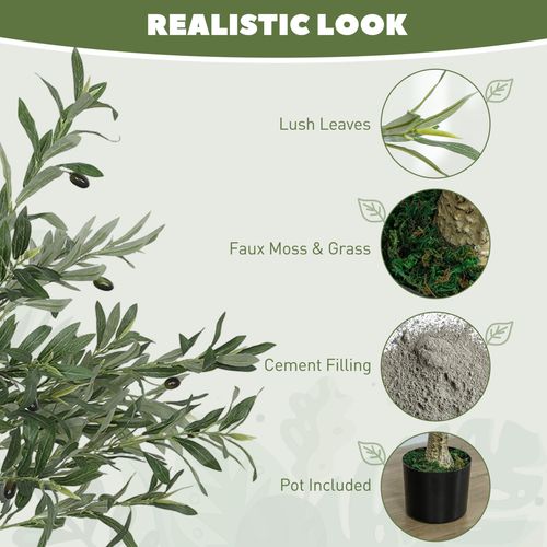 Realistic HOMCOM Faux Olive Tree - Lifelike Potted Silk Plant for Effortless Elegance - plants - express.com