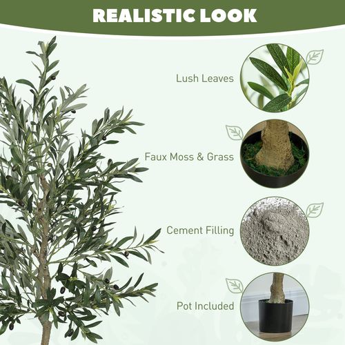 Realistic HOMCOM Faux Olive Tree - Lifelike Potted Silk Plant for Effortless Elegance - plants - express.com
