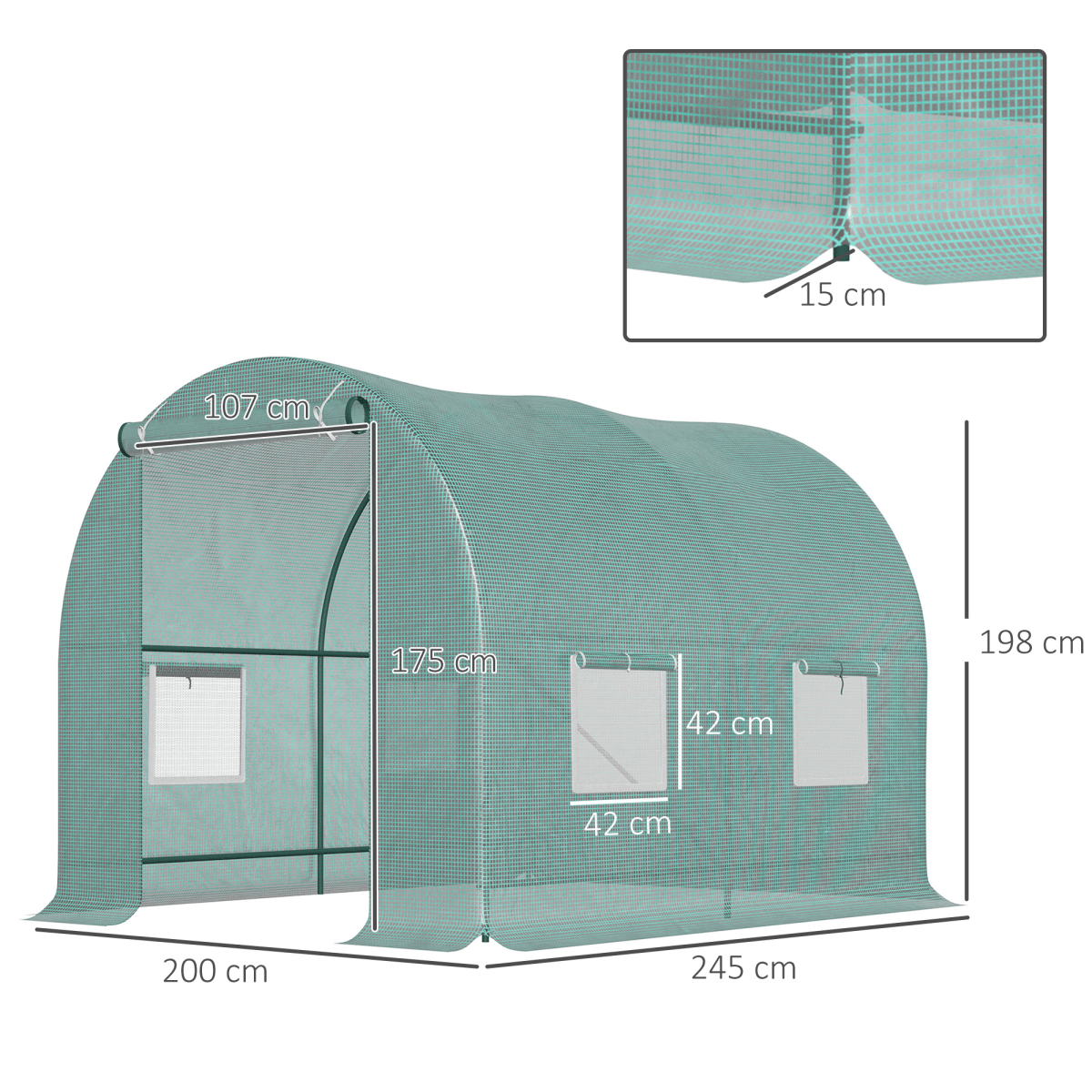 Reinforced Walk in Polytunnel Greenhouse, 2.5x2 m - plants - express.com