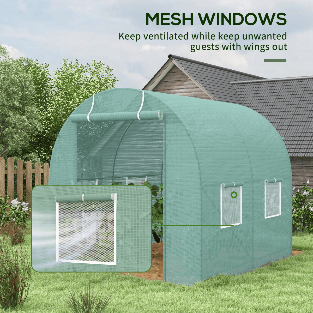 Reinforced Walk in Polytunnel Greenhouse, 2.5x2 m - plants - express.com