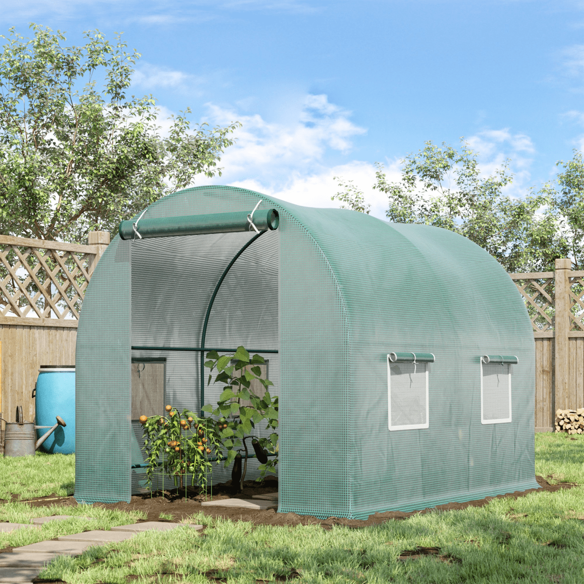 Reinforced Walk in Polytunnel Greenhouse, 2.5x2 m - plants - express.com