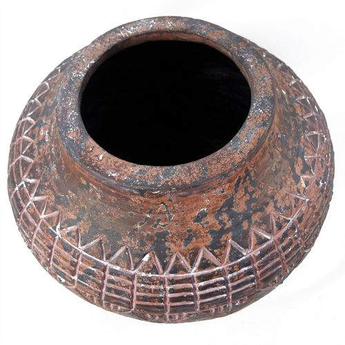 Rustic Aztec Design Large 23cm x 30cm Fibreglass Planter for Indoor & Outdoor Use - plants - express.com