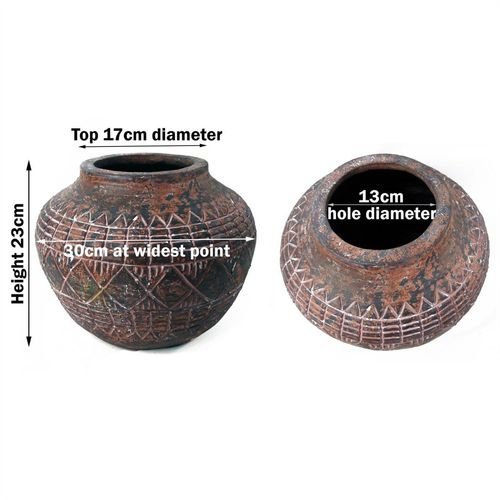 Rustic Aztec Design Large 23cm x 30cm Fibreglass Planter for Indoor & Outdoor Use - plants - express.com