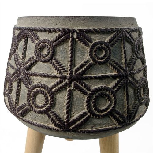 Rustic Charm: 36cm Large Rope Effect Fibreglass Composite Planter - plants - express.com