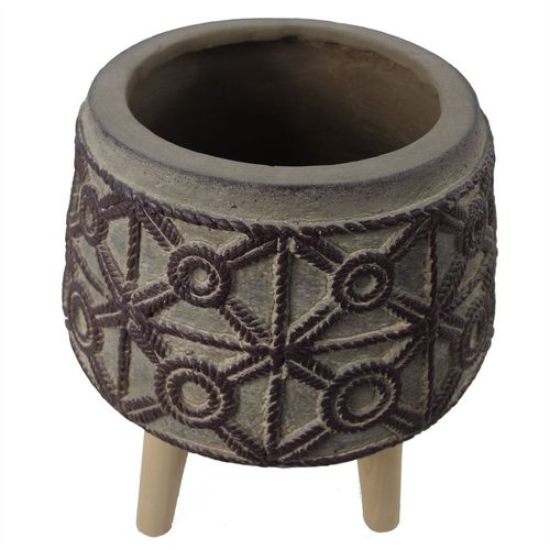 Rustic Charm: 36cm Large Rope Effect Fibreglass Composite Planter - plants - express.com