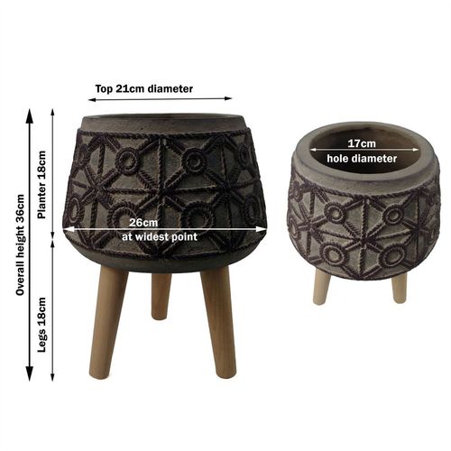 Rustic Charm: 36cm Large Rope Effect Fibreglass Composite Planter - plants - express.com