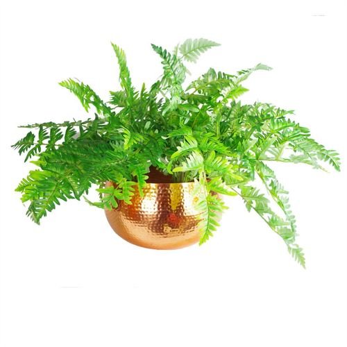 Rustic XL Hammered Copper Metal Bowl Planter - 32x20cm, Unique Charm Awaits! - plants - express.com