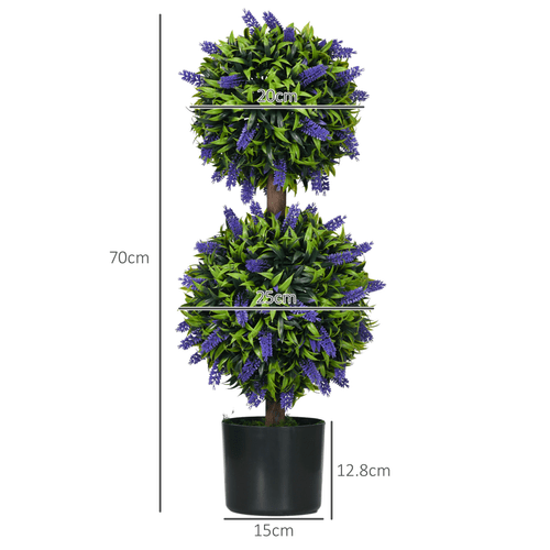 Set of 2 HOMCOM Faux Lavender Ball Trees in Cement Pots - Effortless Elegance! - plants - express.com