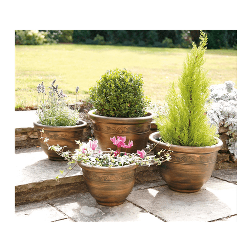 Set of 4 Antique Bronze Wenlock Planters for Timeless Garden Elegance - plants - express.com