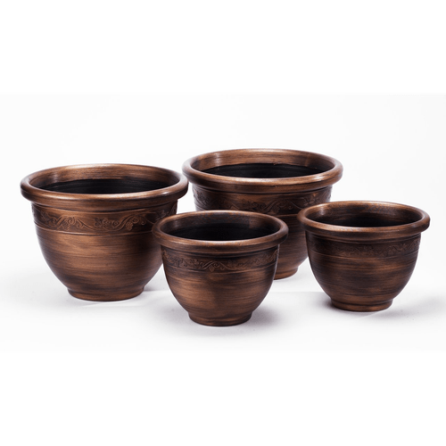 Set of 4 Antique Bronze Wenlock Planters for Timeless Garden Elegance - plants - express.com