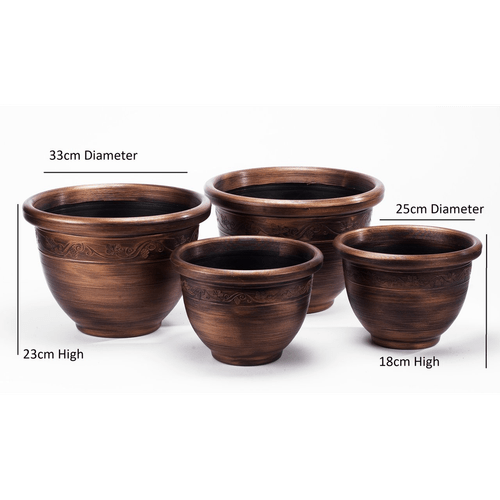 Set of 4 Antique Bronze Wenlock Planters for Timeless Garden Elegance - plants - express.com