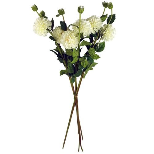 Set of 6 Cream Artificial Dahlia PomPom Stems for Stunning Floral Arrangements - plants - express.com