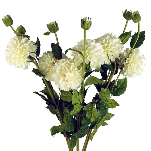 Set of 6 Cream Artificial Dahlia PomPom Stems for Stunning Floral Arrangements - plants - express.com
