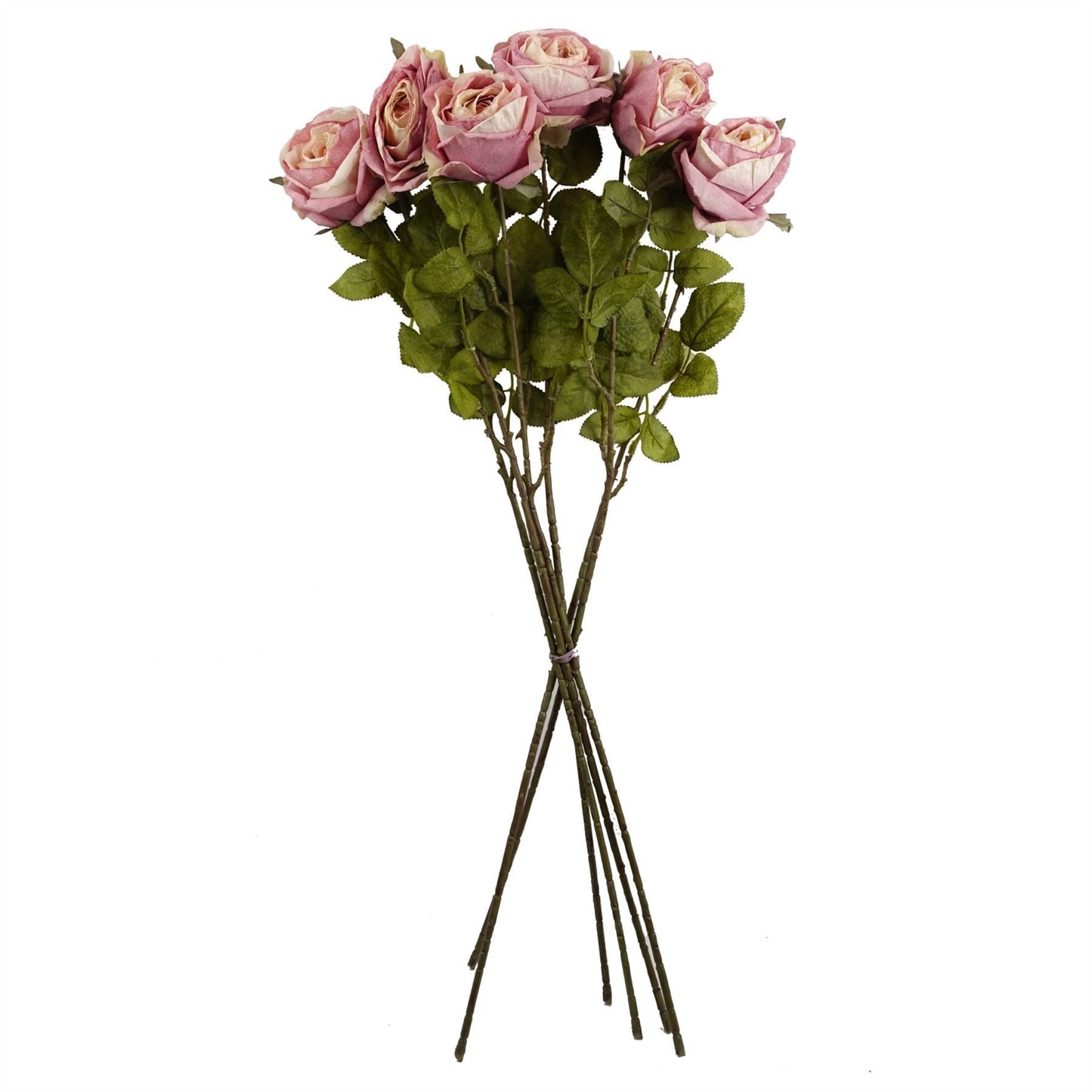 Set of 6 Realistic 70cm Light Pink Silk Roses - Perfect for Elegant Arrangements - plants - express.com