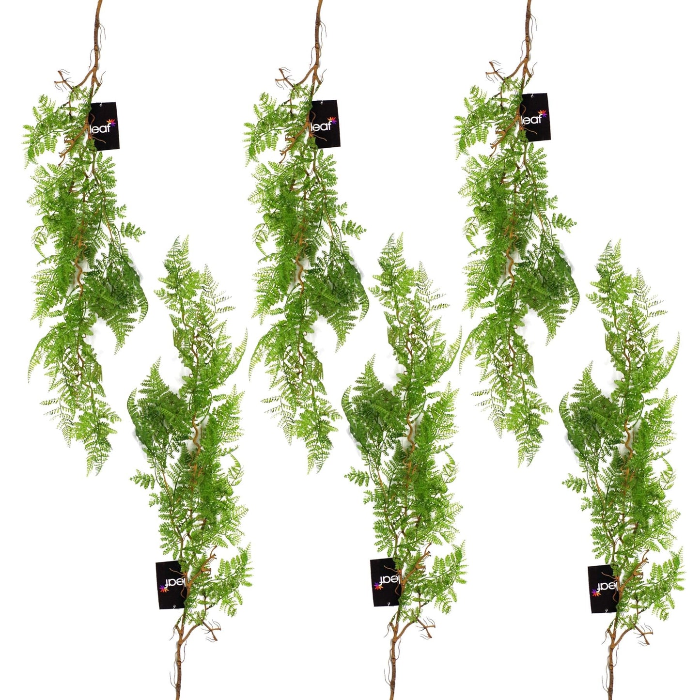 Set of 6 Stunning 100cm Artificial Hanging Maidenhair Ferns in Dark Green - plants - express.com