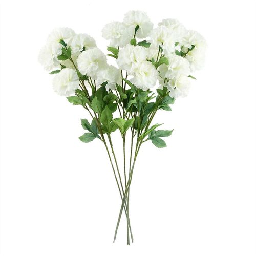 Set of 6 White Silk Carnation Stems - Elegant Artificial Floral Arrangements - plants - express.com