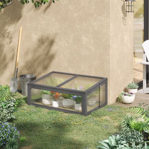 Square Wooden Greenhouse with Tilted Top – Polycarbonate Cold Frame for Gardens - plants - express.com