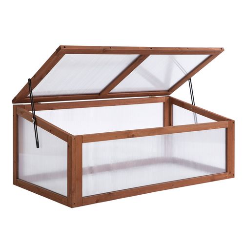 Square Wooden Greenhouse with Tilted Top – Polycarbonate Cold Frame for Gardens - plants - express.com